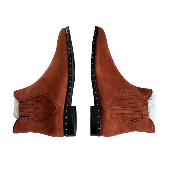 Rebecca Minkoff Madysin Acorn Brick Studded Suede Ankle Boots Size 6.5 - Picture 4 of 8